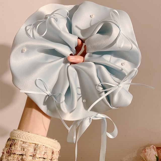 Plain Bow Satin Scrunchie