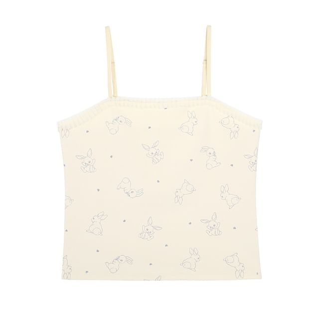 Cartoon Print Frill Trim Crop Cami Top