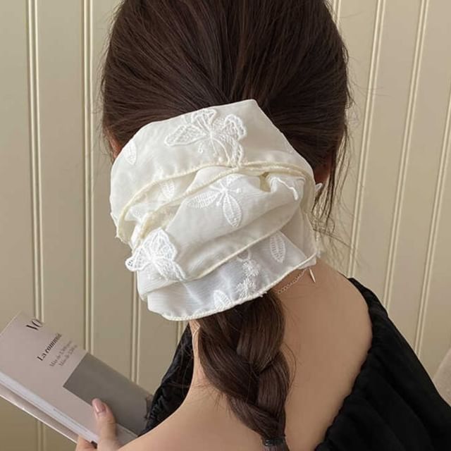 Embroidered Butterfly Scrunchie