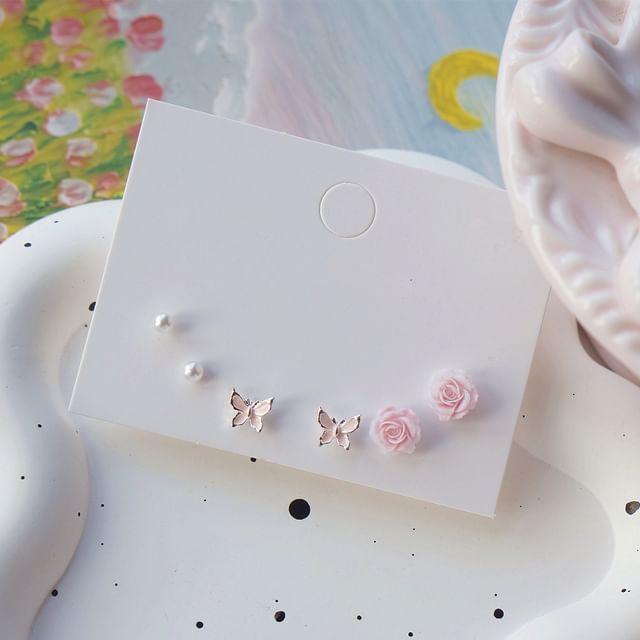 925 Silver Earring 6: Set Sterling Stud of