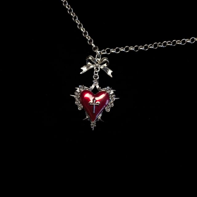 Cross Heart Necklace Alloy Pendant