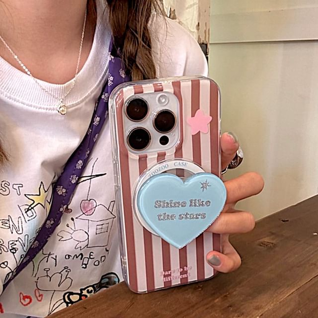 (Compatible Magnetic with MagSafe) Striped Case Phone Star