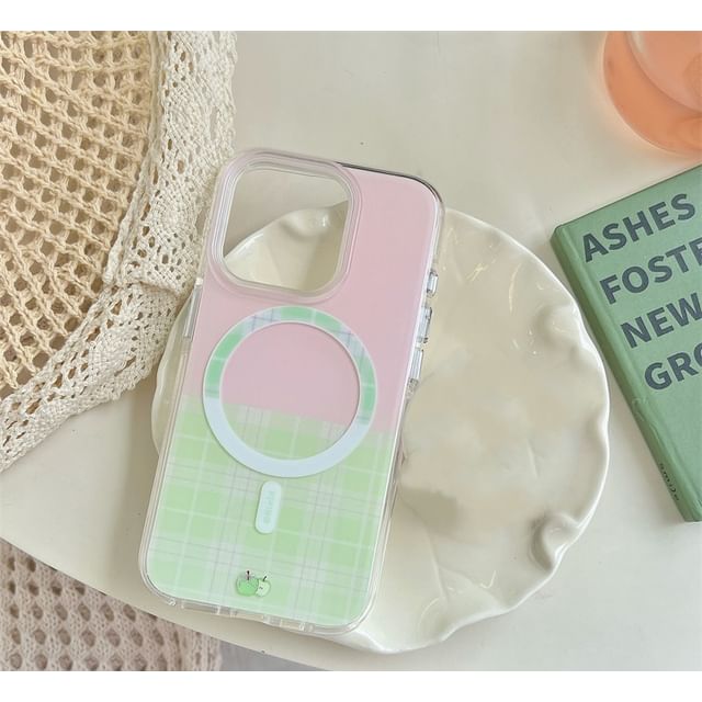 (Compatible Magnetic MagSafe) Case Phone with Plaid Apple