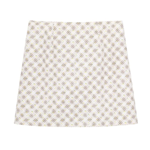 High Waist Plaid Mini A-Line Skirt