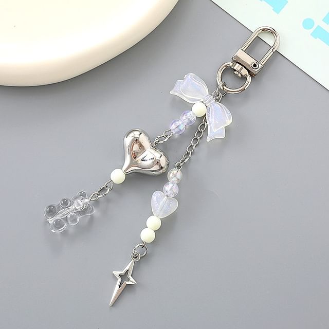 Bear Phone Bow Heart Charm