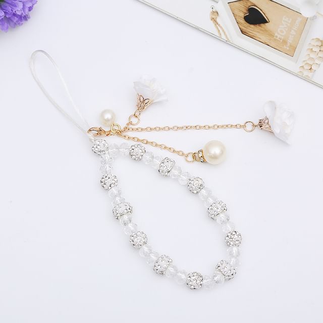 Faux Crystal Floral Strap Phone