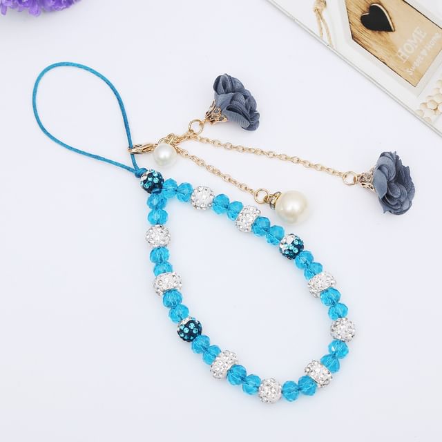 Faux Crystal Floral Strap Phone