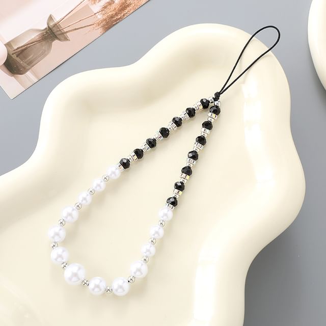 Faux Pearl Rhinestone Strap Phone