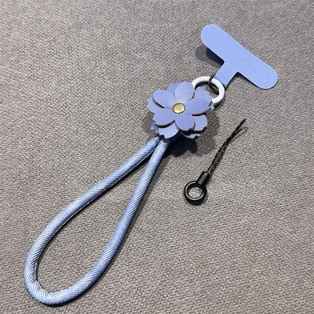 Phone Floral Faux with Lanyard Pad Strap and Leather