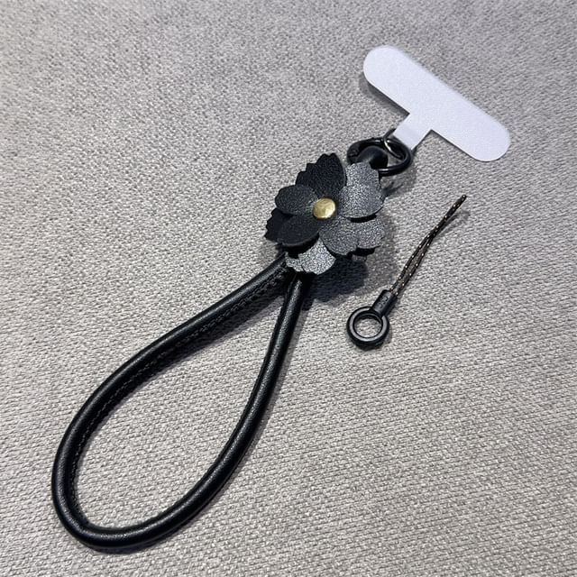 Phone Floral Faux with Lanyard Pad Strap and Leather