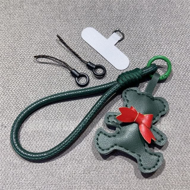 Strap with Phone Lanyard Bear and Pad Leather Faux