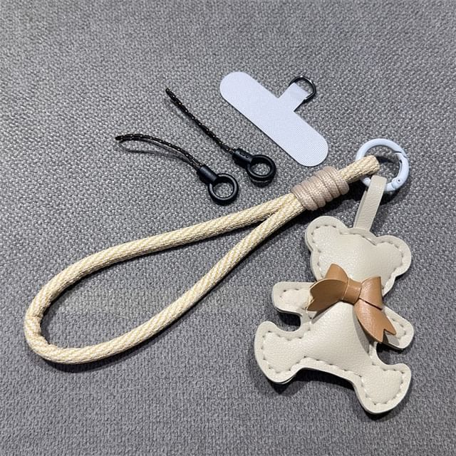 Strap with Phone Lanyard Bear and Pad Leather Faux