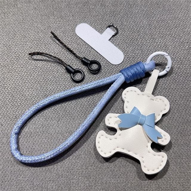 Strap with Phone Lanyard Bear and Pad Leather Faux