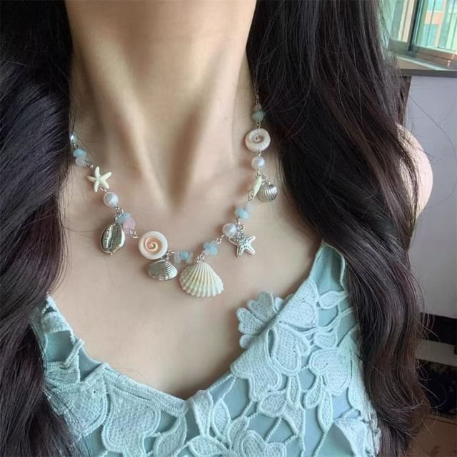 Necklace Faux Shell Starfish Pearl