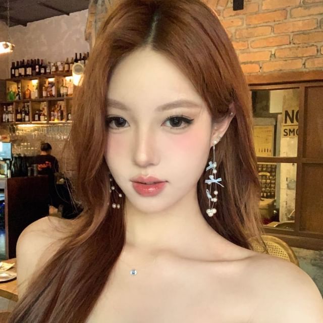 Drop Faux Pearl Bow Earring Fringed