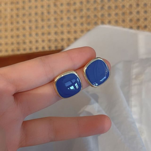 Earring Square Stud Silver 925 Sterling