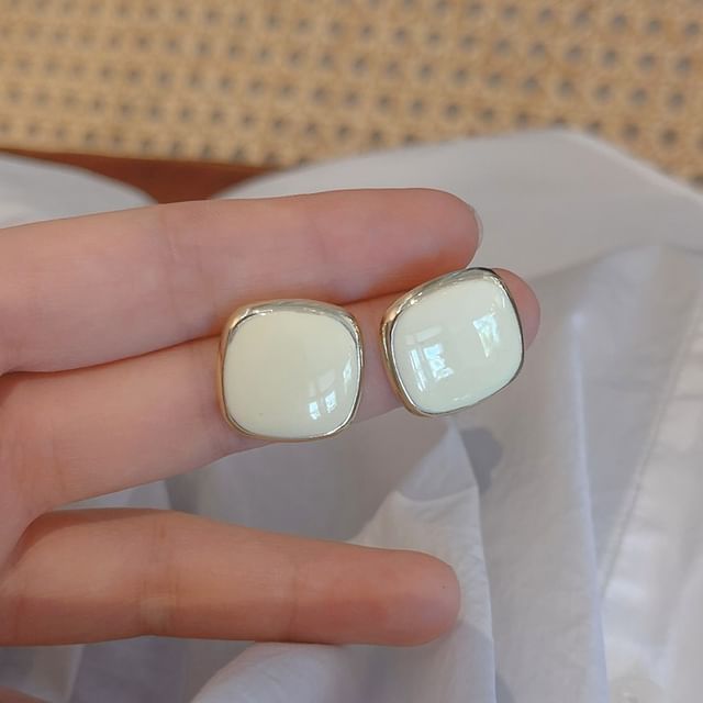 Earring Square Stud Silver 925 Sterling
