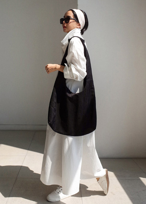 Pan Peter Kleid mit langen Baumwollärmeln und Knopfleiste, Boutique-Kragen, Weiß