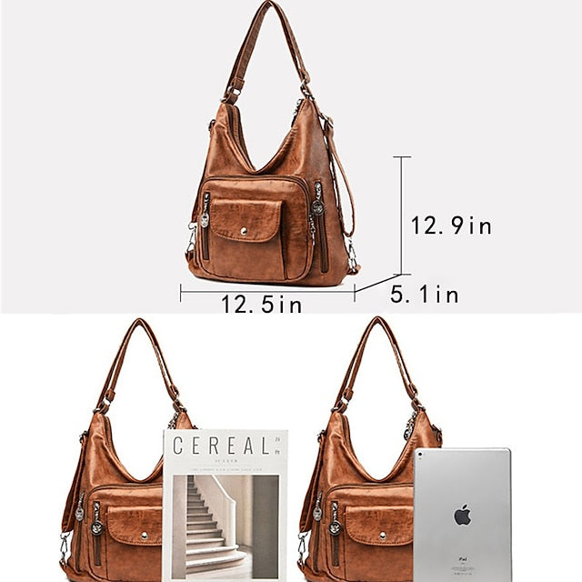 Sac - Sac Hobo en similicuir pour femme style vintage marron
