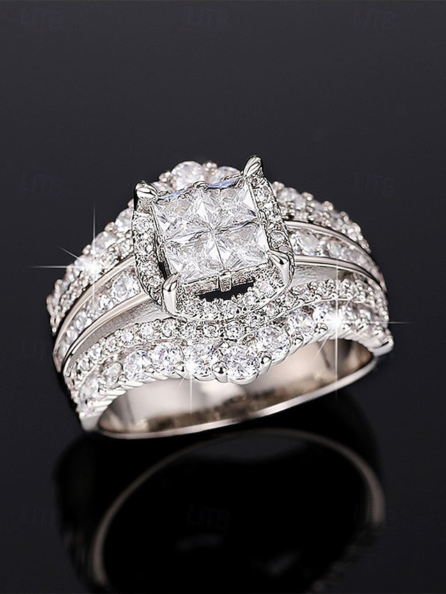 Cubic Luxury Ring Zirconia Wedding Set with
