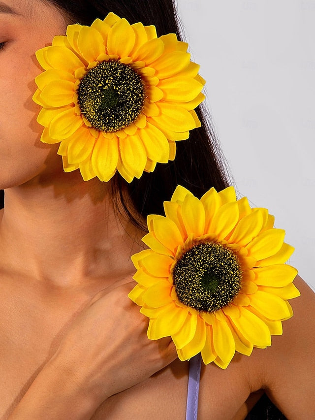 Floral Women's Statement Oversized Drop Flower Earrings -