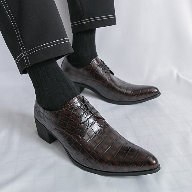 Dress – Red Men's Pattern Shoes Faux Crocodile Leather