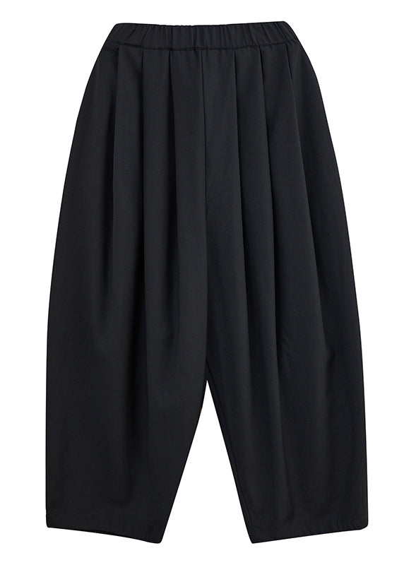 Pantalon gris décontracté en coton élastique avec poches et taille courte