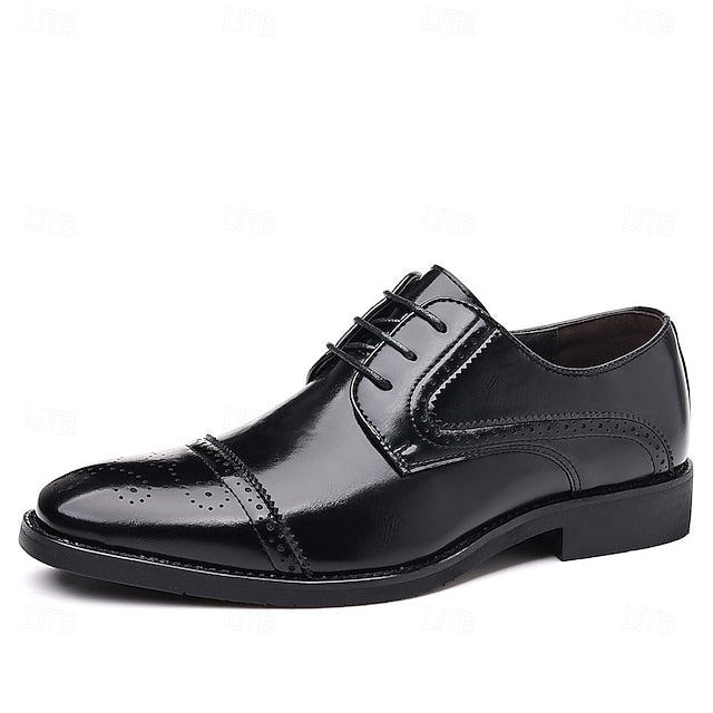 Men's Shoes Dress and Black Color-Blocked with White