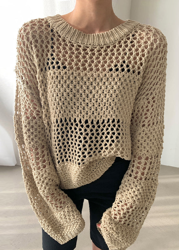 Pulls surdimensionnés en tricot ajouré de printemps, noirs