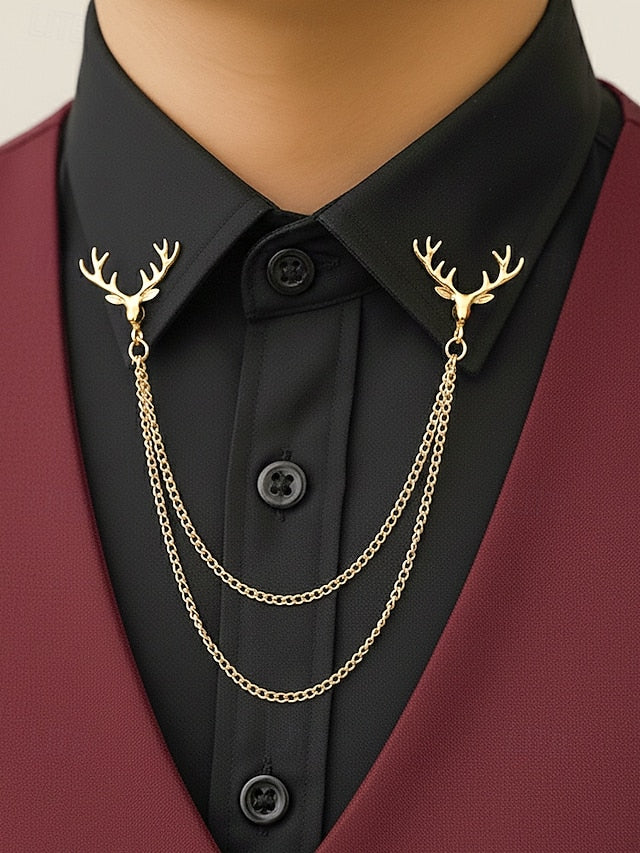 Christmas Reindeer Men's Collar Pins Elegant – Alloy