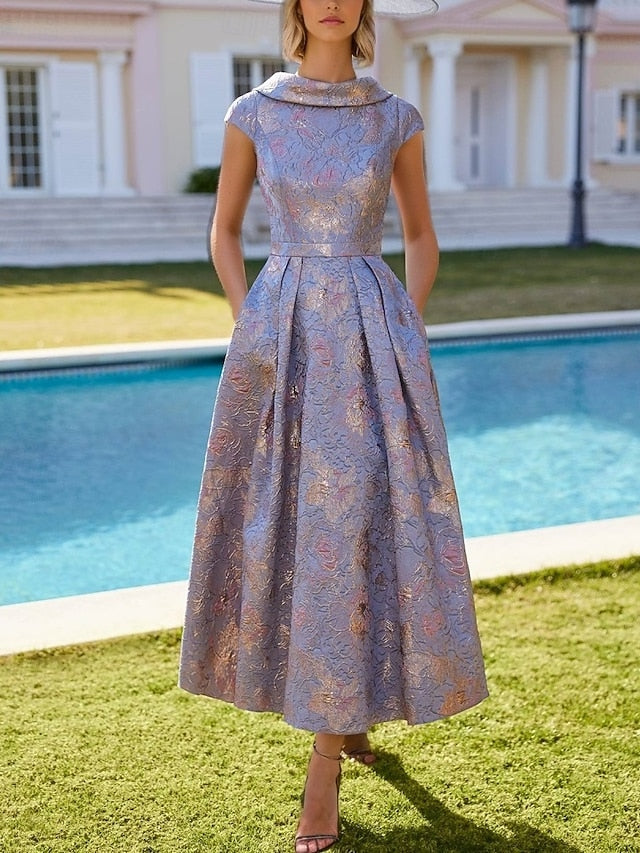 Dress Floral Vintage the of A-Line V Elegant Bride Mother