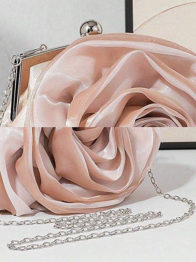 Purse Satin Flower Clutch Rose Women's – Evening Elegant