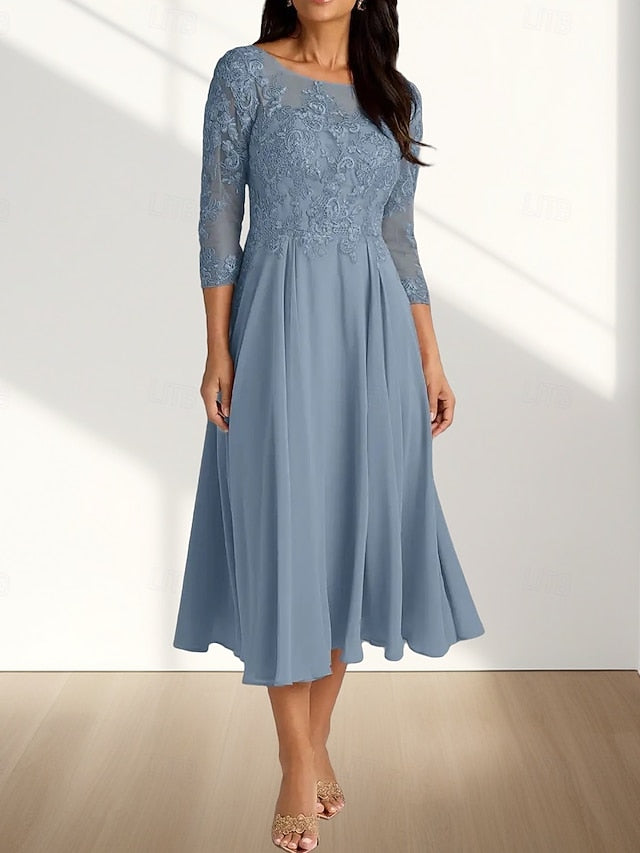 Dress Bride Elegant Mother of the Crew Neck Wedding A-Line Guest