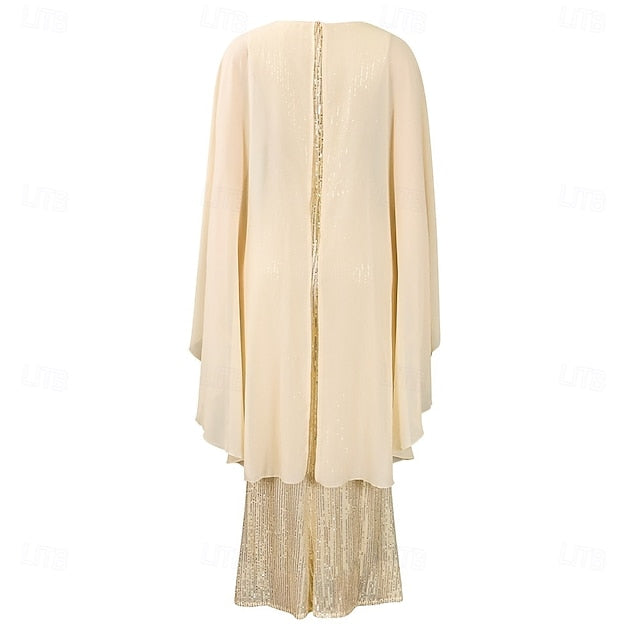 Dress Crew Length Mother Elegant Neck Floor Bride the of