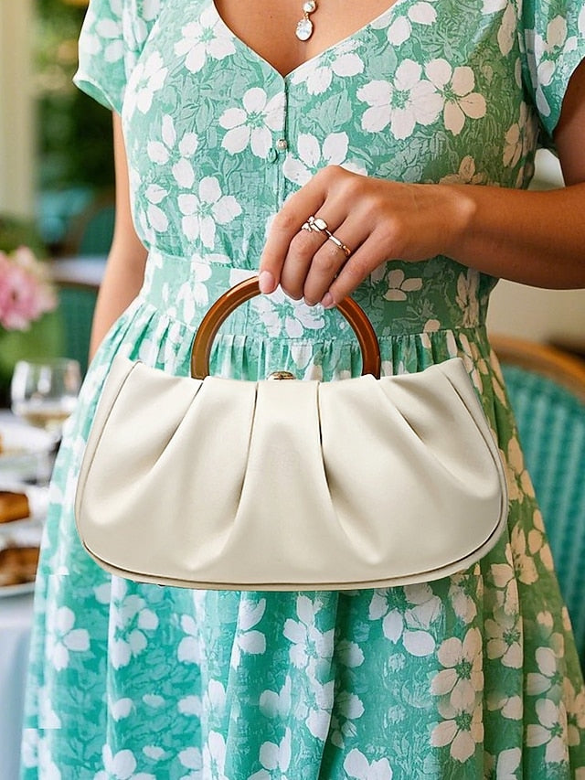 Faux Bag Clutch Pleated Acrylic with Leather Women's Tote