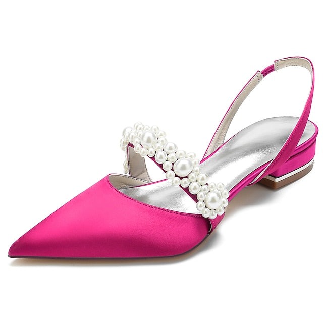 with Pearl White Elegant Satin Women's Shoes Dress