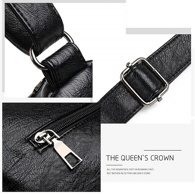 Sac bandoulière femme en cuir noir – similicuir multi-poches