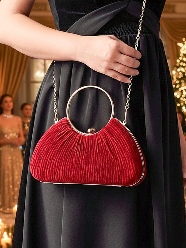 Red – Elegant Handbag Women's Christmas Velvet Party