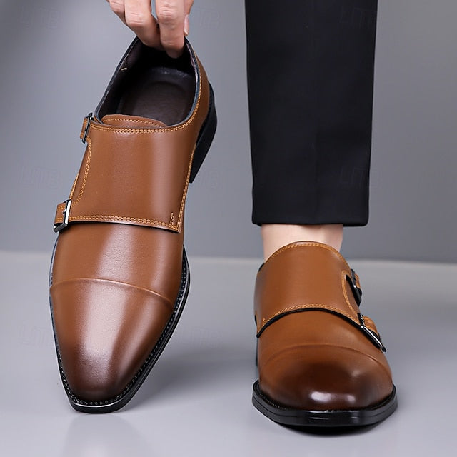 Shoes Men's Double – Dress Leather Monk Elegant Strap