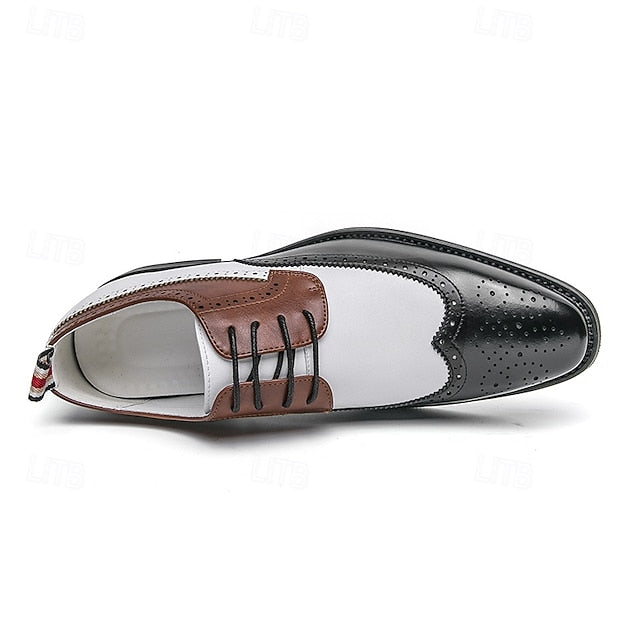 Shoes Men's Dress Wingtip Brown with and Oxford White