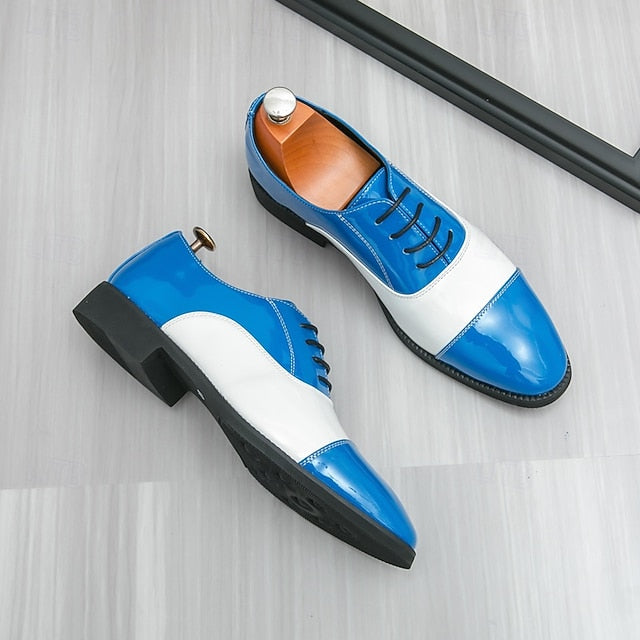 Shoes with and White Polished Dress Men's Oxford Blue