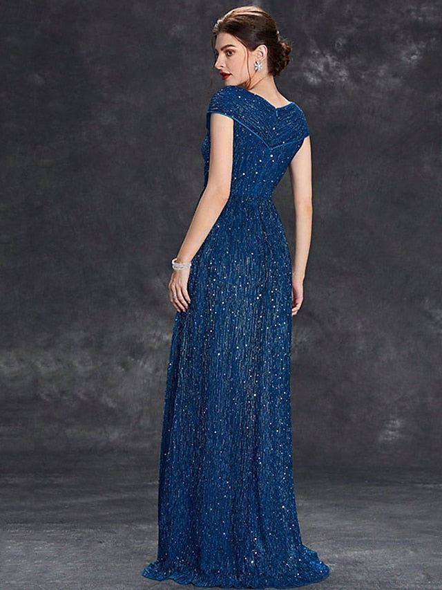 V Dress the Bride Mother Neck Party Elegant Floor of