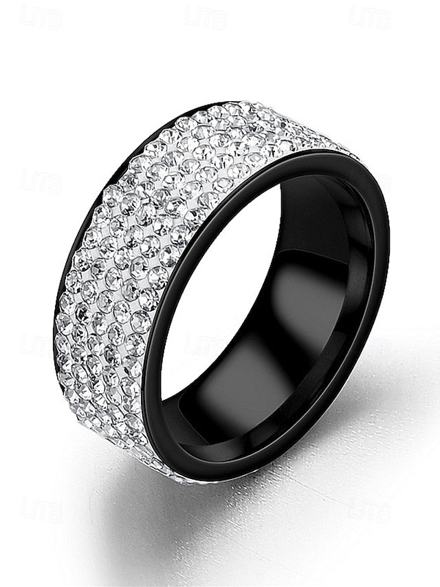 Rings Pave Full Wide Men's Band with Rhinestone