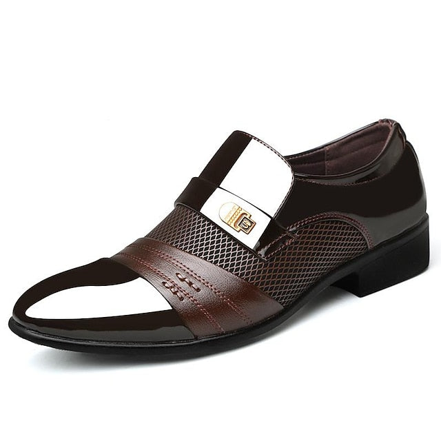 Formal Men's Slip-On Dress Patent Faux – Loafers Leather