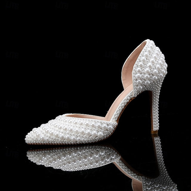 Clutch and Set – Heels Stiletto Pearl White Women's Bag
