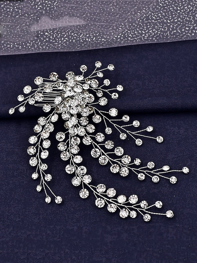 Rhinestone and Crystal Hair – Flower Elegant Accessory Bridal