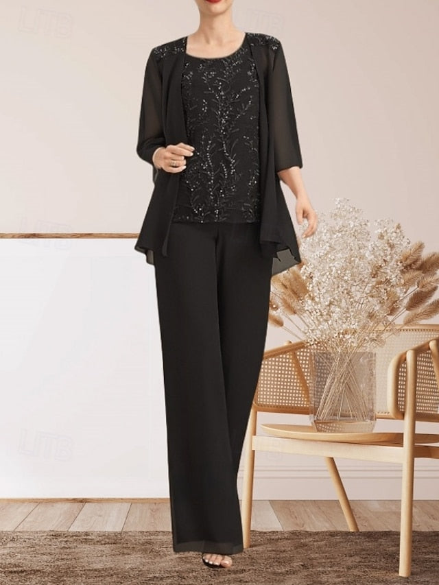 the Mother Guest of Wedding Pantsuit Dress Bride Elegant Piece 3