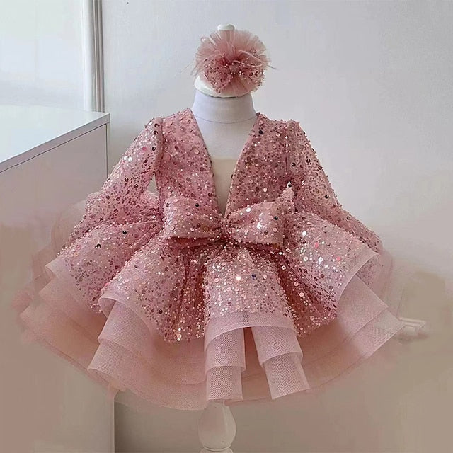 Girls' Dress Flower Long Sequin Kids Girl Party