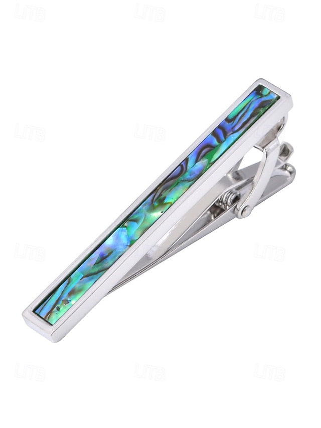 with clip tie pearl mother Men's and brass inlaid of