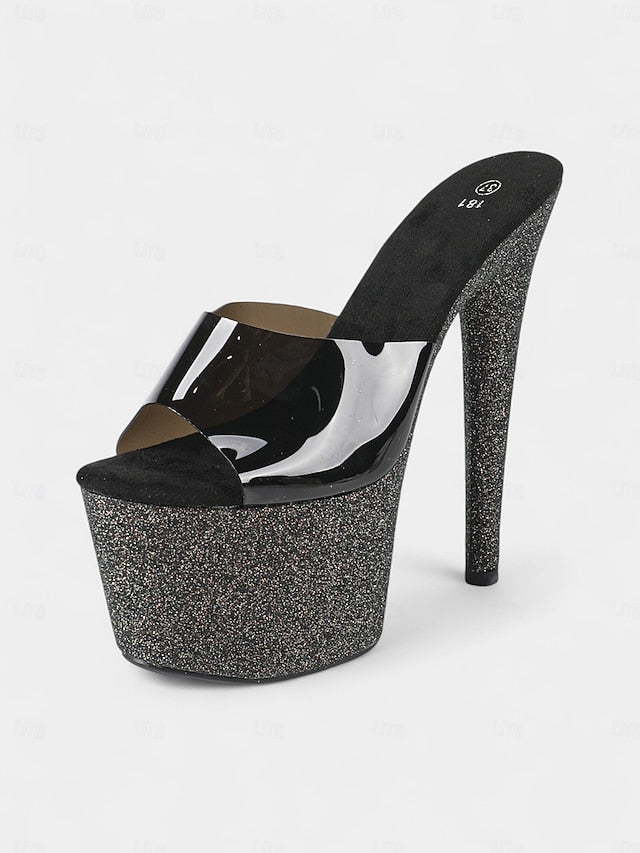 Red Stiletto Heels Women's Platform Glitter